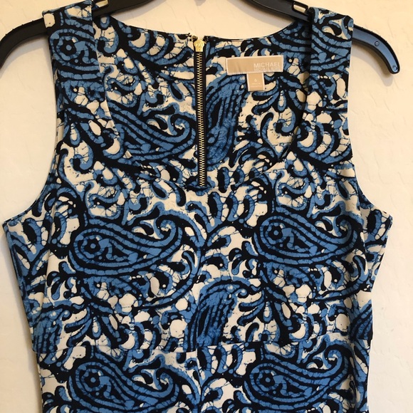 Michael Kors Sexy Paisley Pattern Dress Blue/white/black Size 4 - Picture 7 of 13